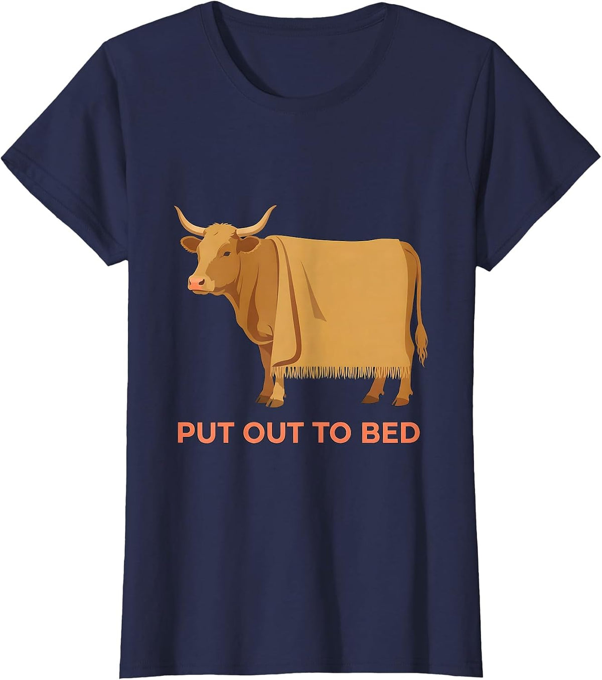 Women's Put Out To Bed Highland Cow Sleepshirt Pajama Humor T-Shirt - Navy Blue