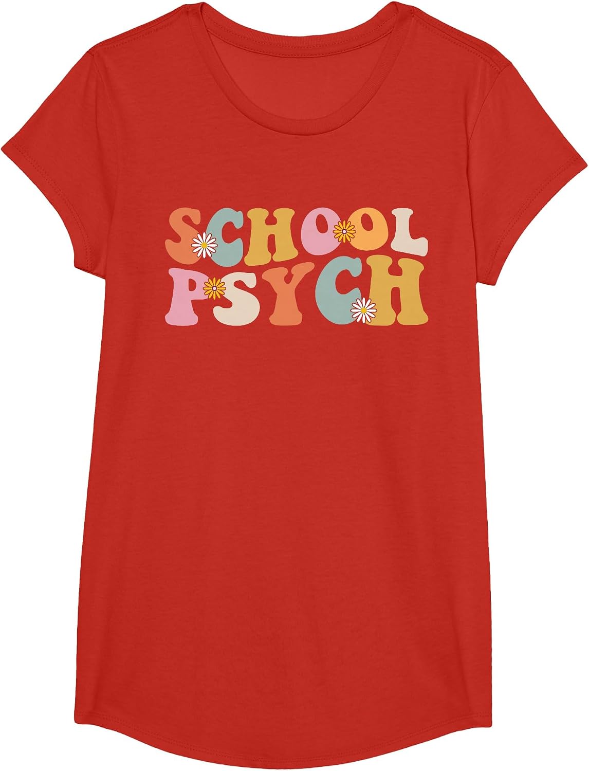 Groovy Retro School Psych Teacher School Psychologist T-Shirt - Girls Red