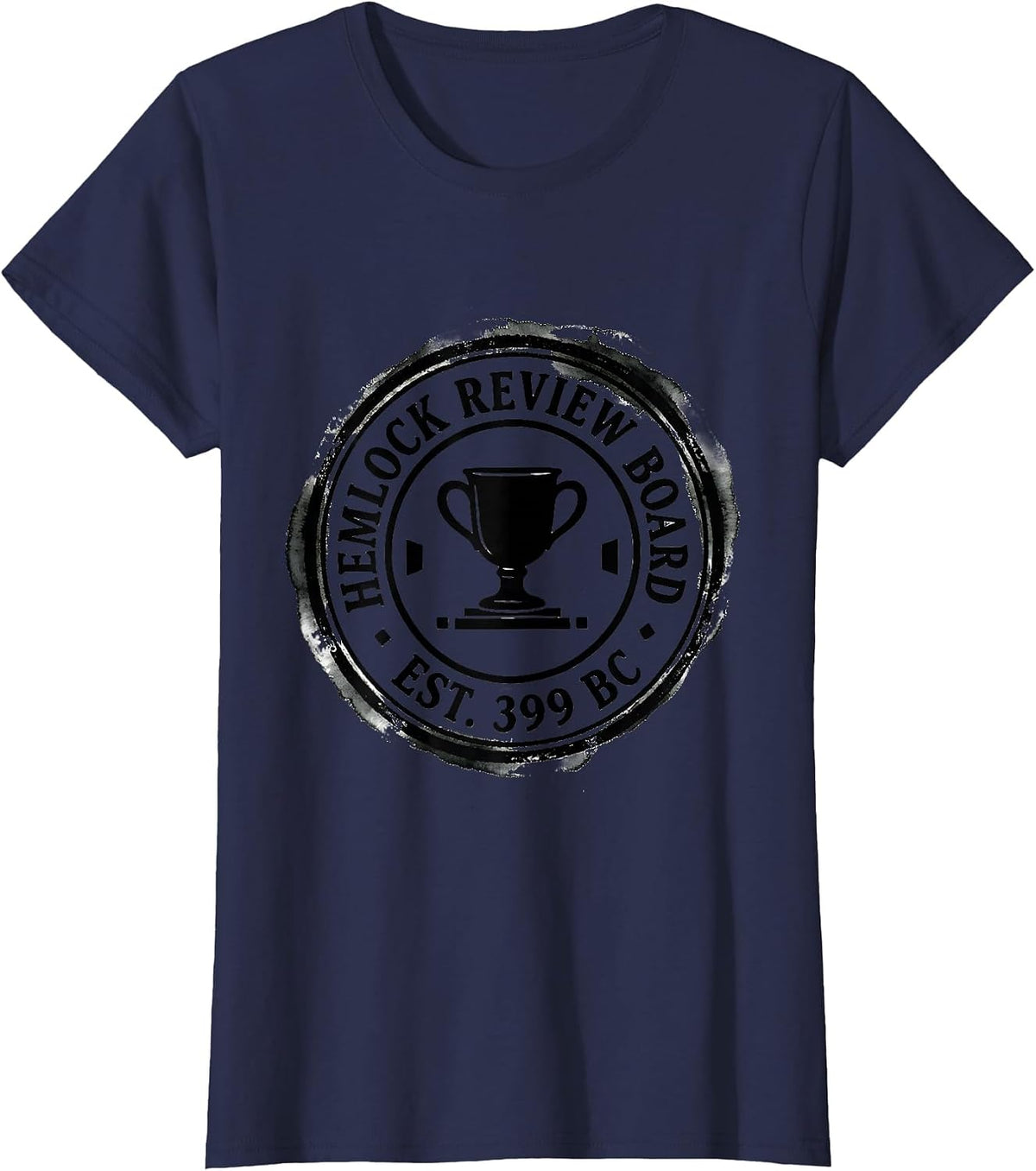 Women's Hemlock Review Board Est 399 BC Ironic Stoic Philosopher T-Shirt - Navy Blue