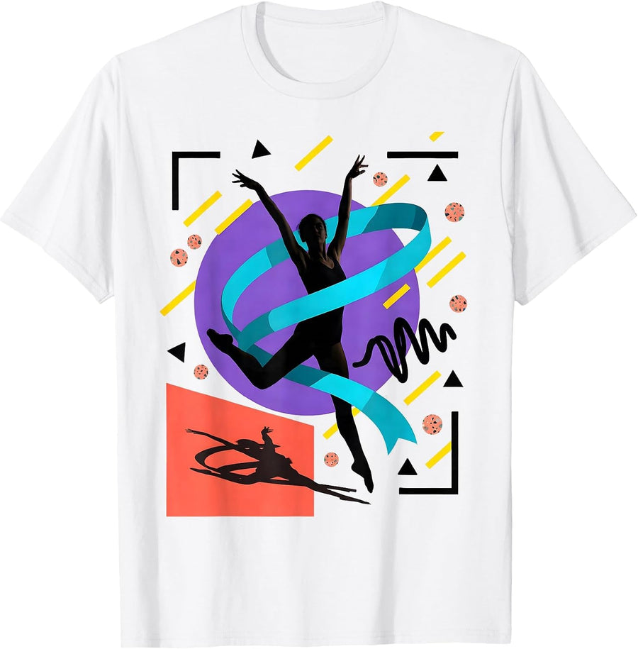 Men's 80s Rhythmic Gymnastics Leotard Leap Art T-Shirt - White