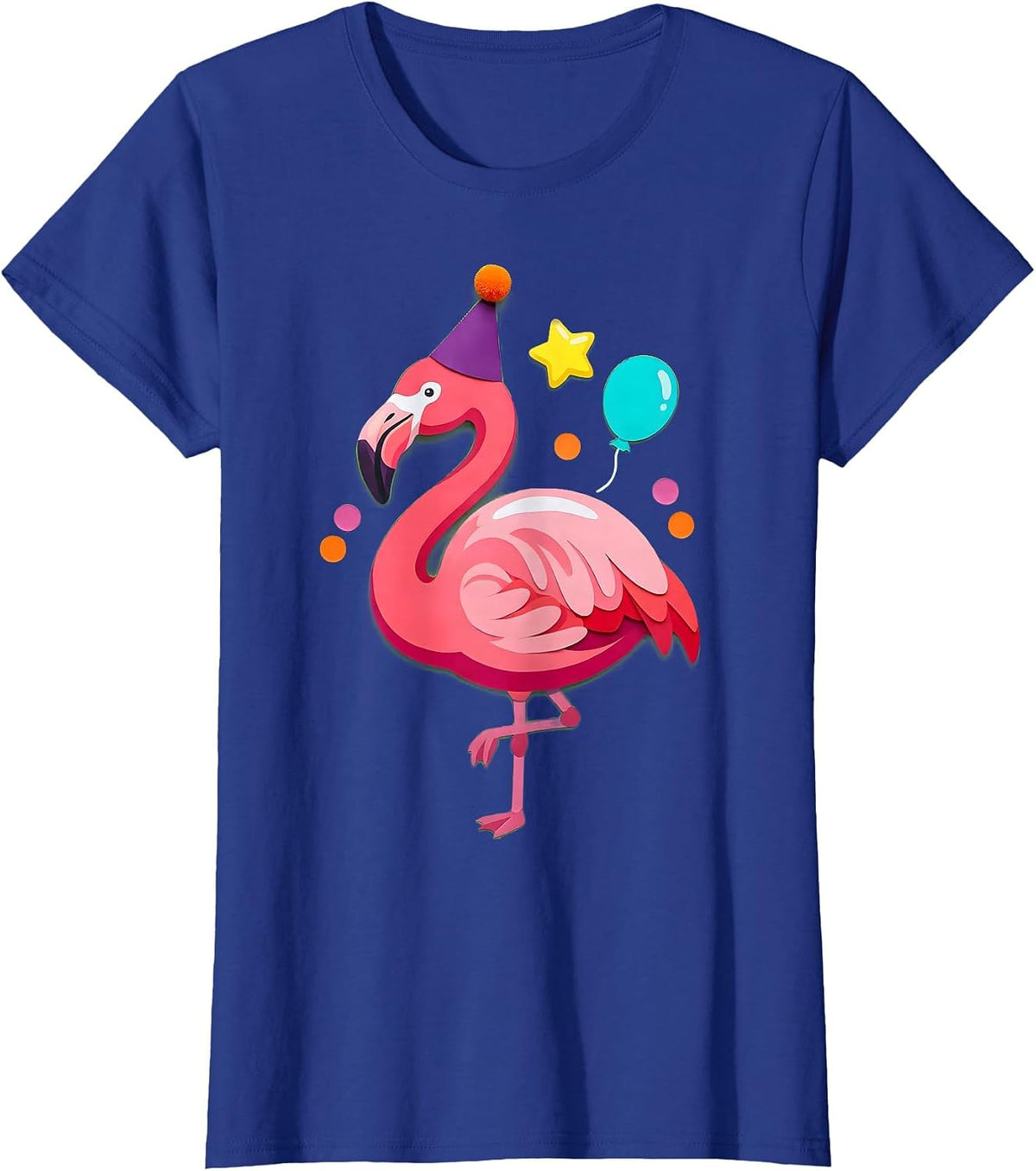 Women's Flamingo Birthday Party Hat Girls Birthday T-Shirt - Royal Blue
