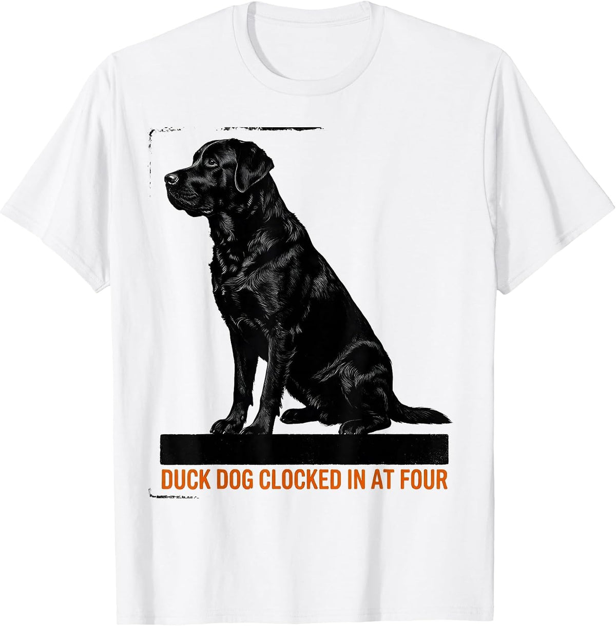 Men's Duck Dog Clocked In At Four Brutalist Hunting Dad Gift T-Shirt - White