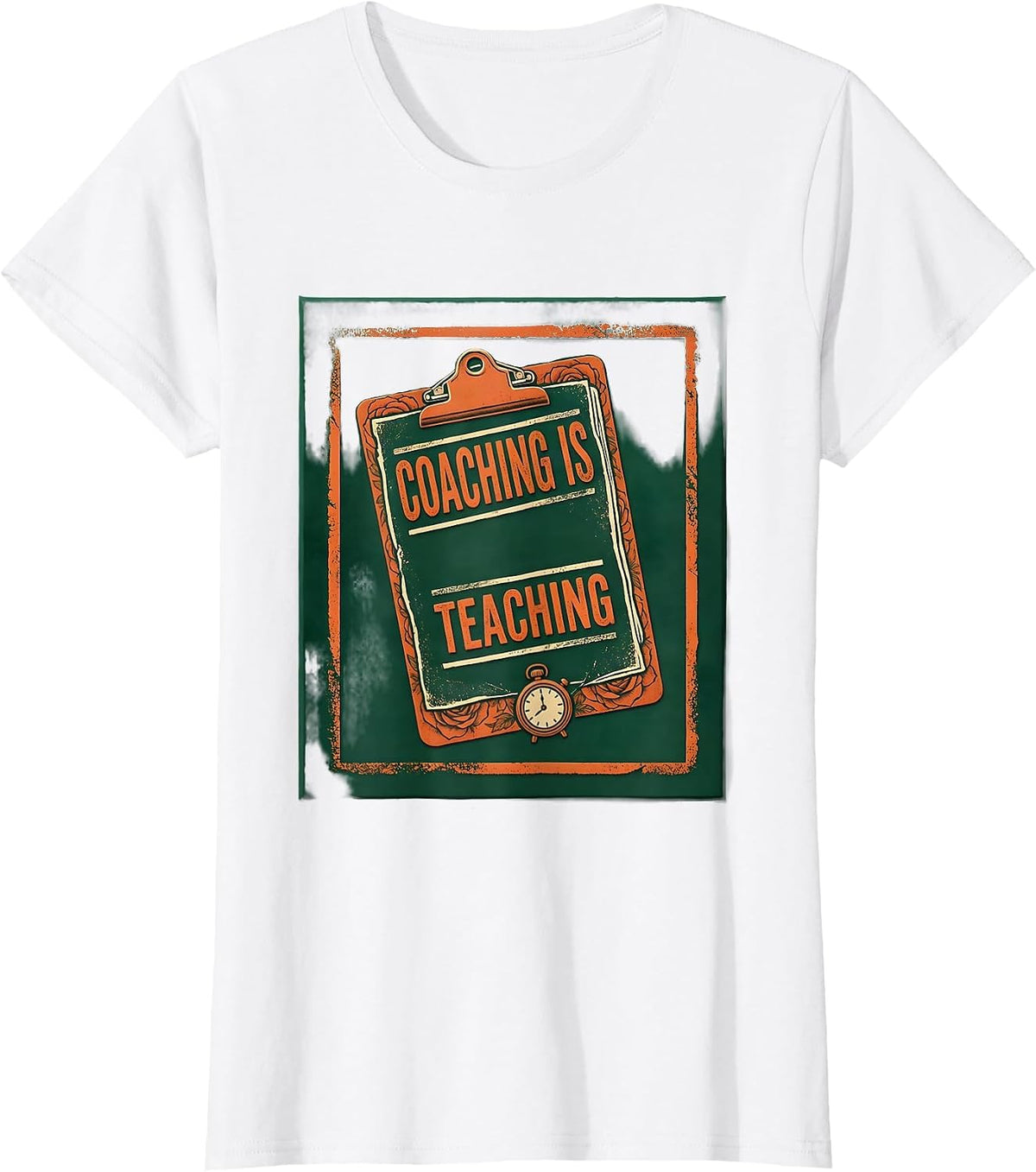 Coaching Is Teaching Rubber Stamp Coach Leopard Appreciation T-Shirt - White