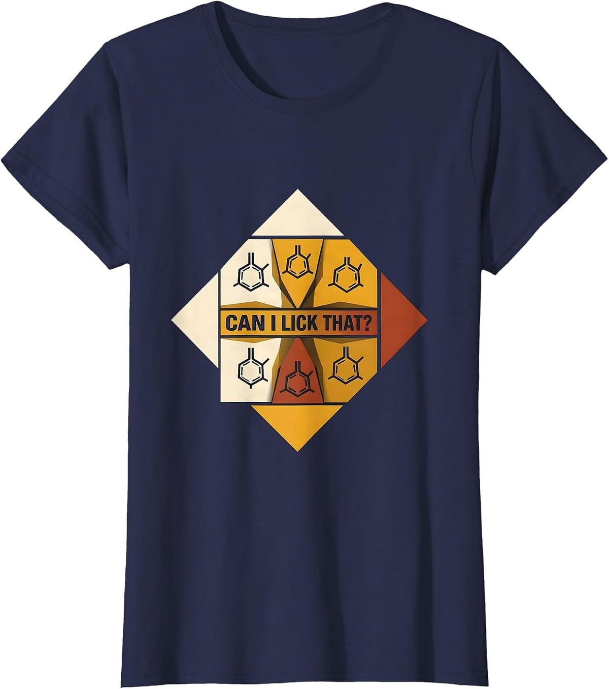 Can I Lick That Funny Periodic Table Science Teacher Humor T-Shirt, Women, Navy Blue, Large - As Pictured