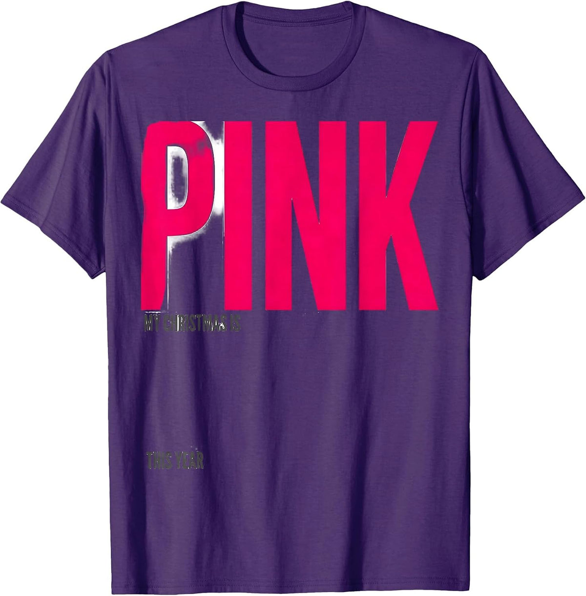 My Christmas Is Pink This Year Funny Pink Flamingo Novelty T-Shirt - Purple