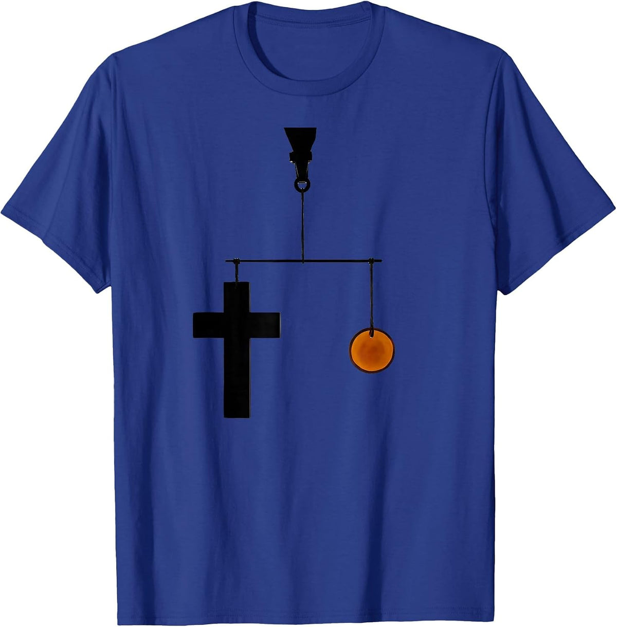 Slim Black Cross Minimalist Alt Streetwear Emo Goth T-Shirt - Royal Blue