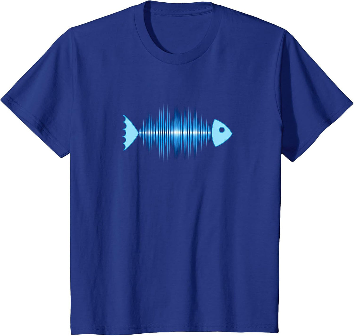 Fish Radiated Music Symbol Sound Frequency Pulse Herringbone T-Shirt - Royal Blue
