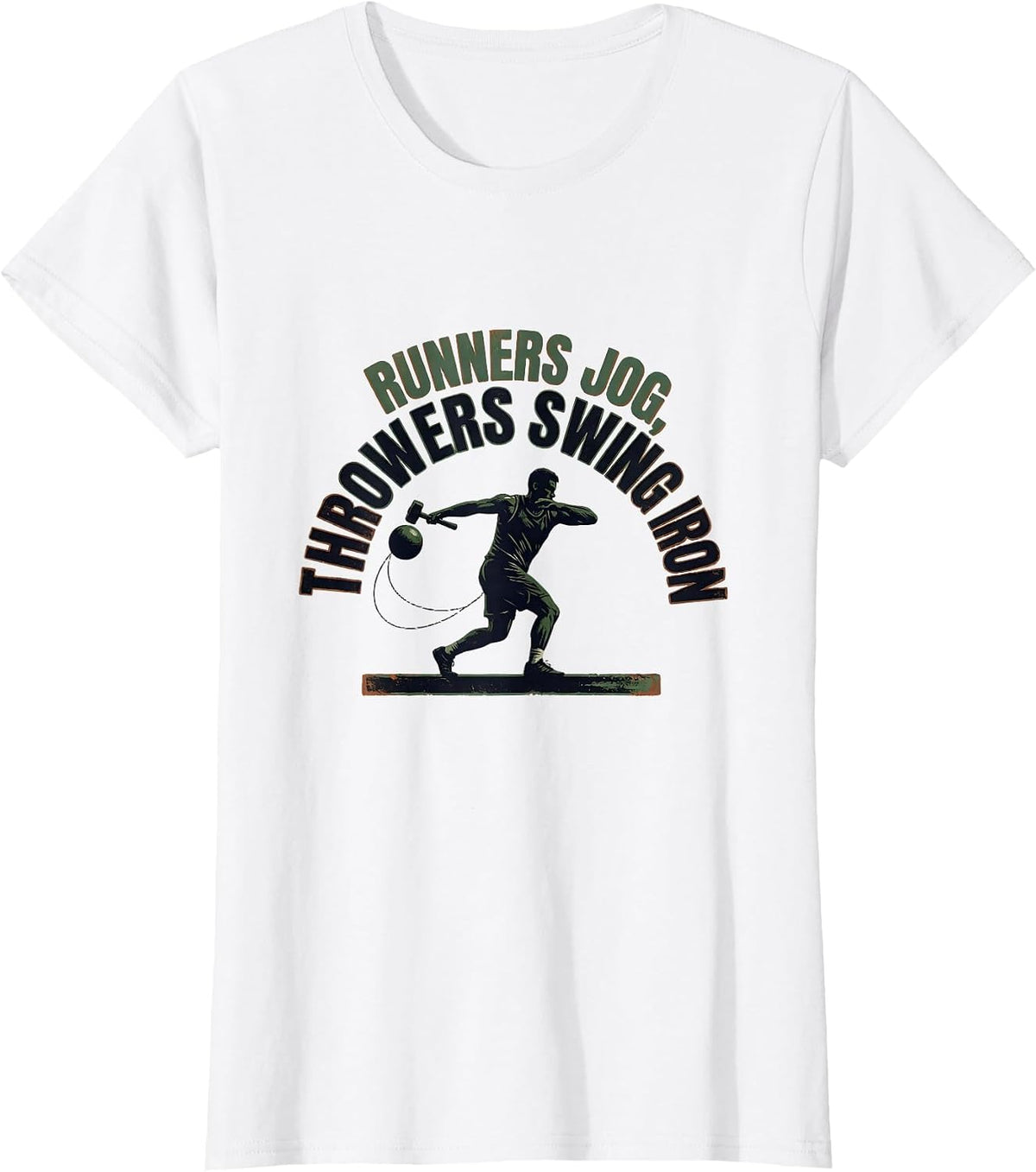 Women's Runners Jog Throwers Swing Iron Vintage Track And Field T-Shirt - White