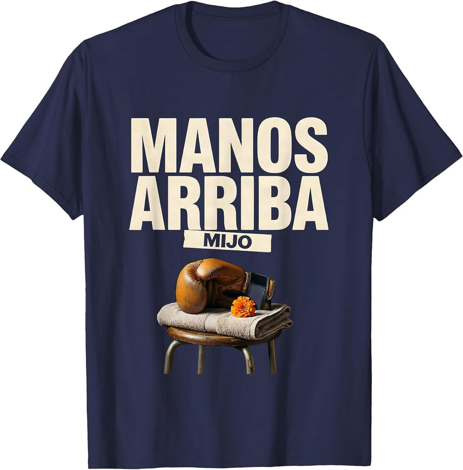 Manos Arriba Mijo Vintage Boxing Glove Día de los Muertos T-Shirt - Navy Blue