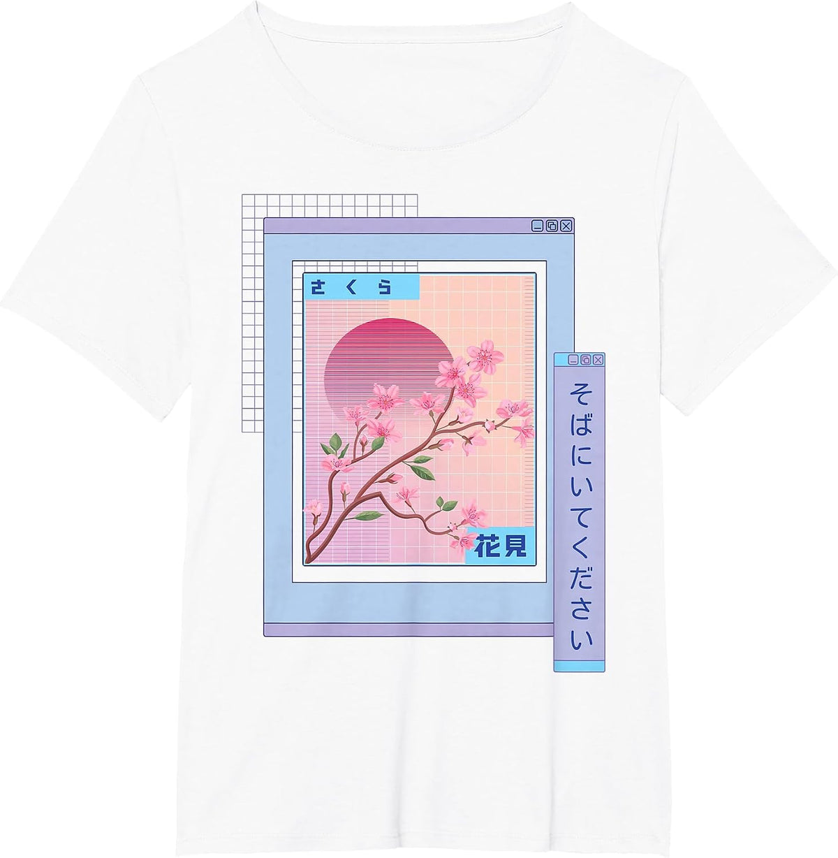 Japanese Aesthetic Sakura Flowers - Kawaii E-Girl - Browser T-Shirt - White