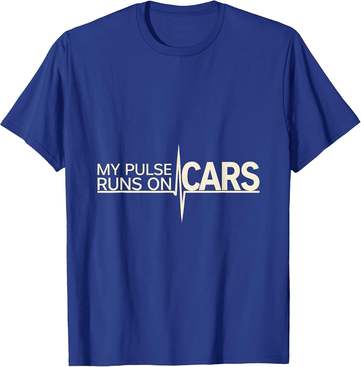 Men's My Pulse Runs On Cars Funny Car Guy Auto Mechanic Humor T-Shirt - Royal Blue