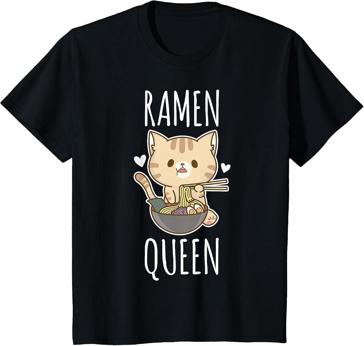 Ramen Queen - Cat Ramen Noodles T-Shirt - Black