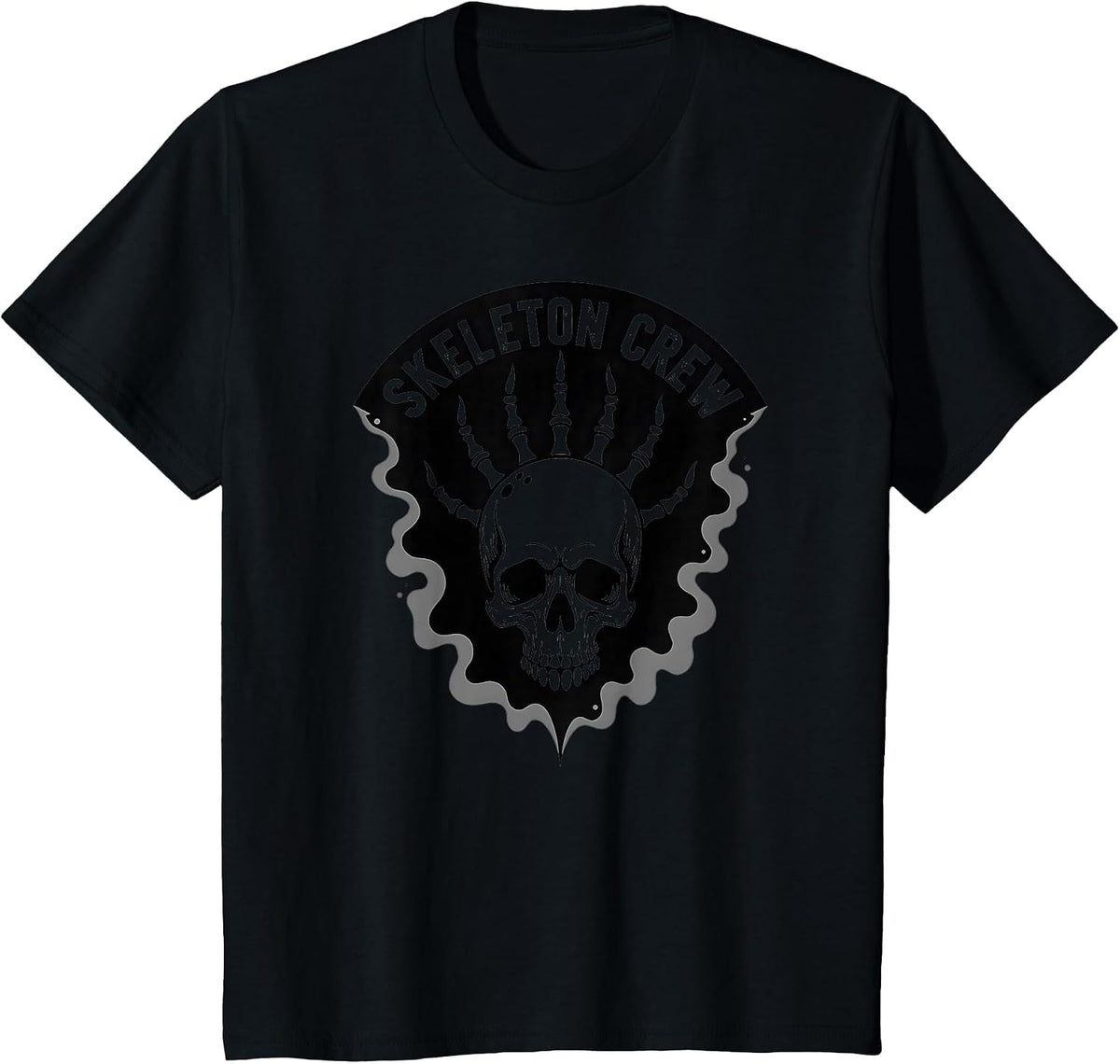 Skeleton Crew Gothic Skull Biker Gang Halloween Punk T-Shirt - Black