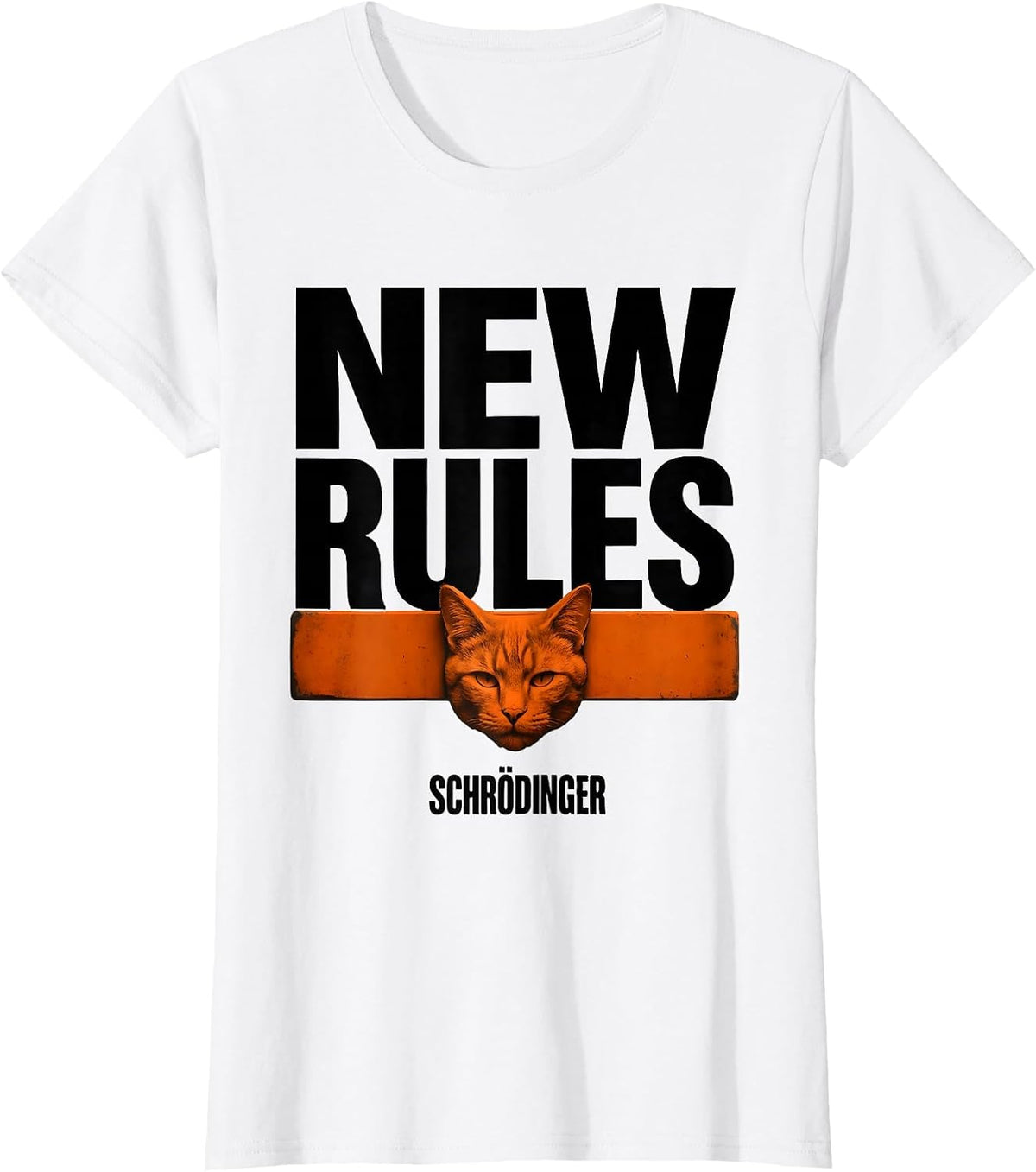 Women's New Rules Schrödinger Brutalist Quantum Physics Humor T-Shirt - White