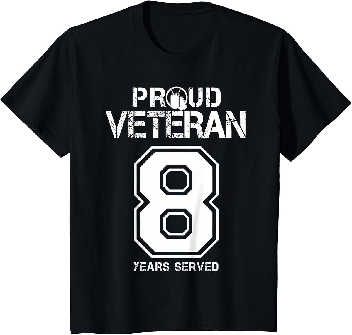 8 Years Served Army or Army National Guard Military Veteran T-Shirt - Black