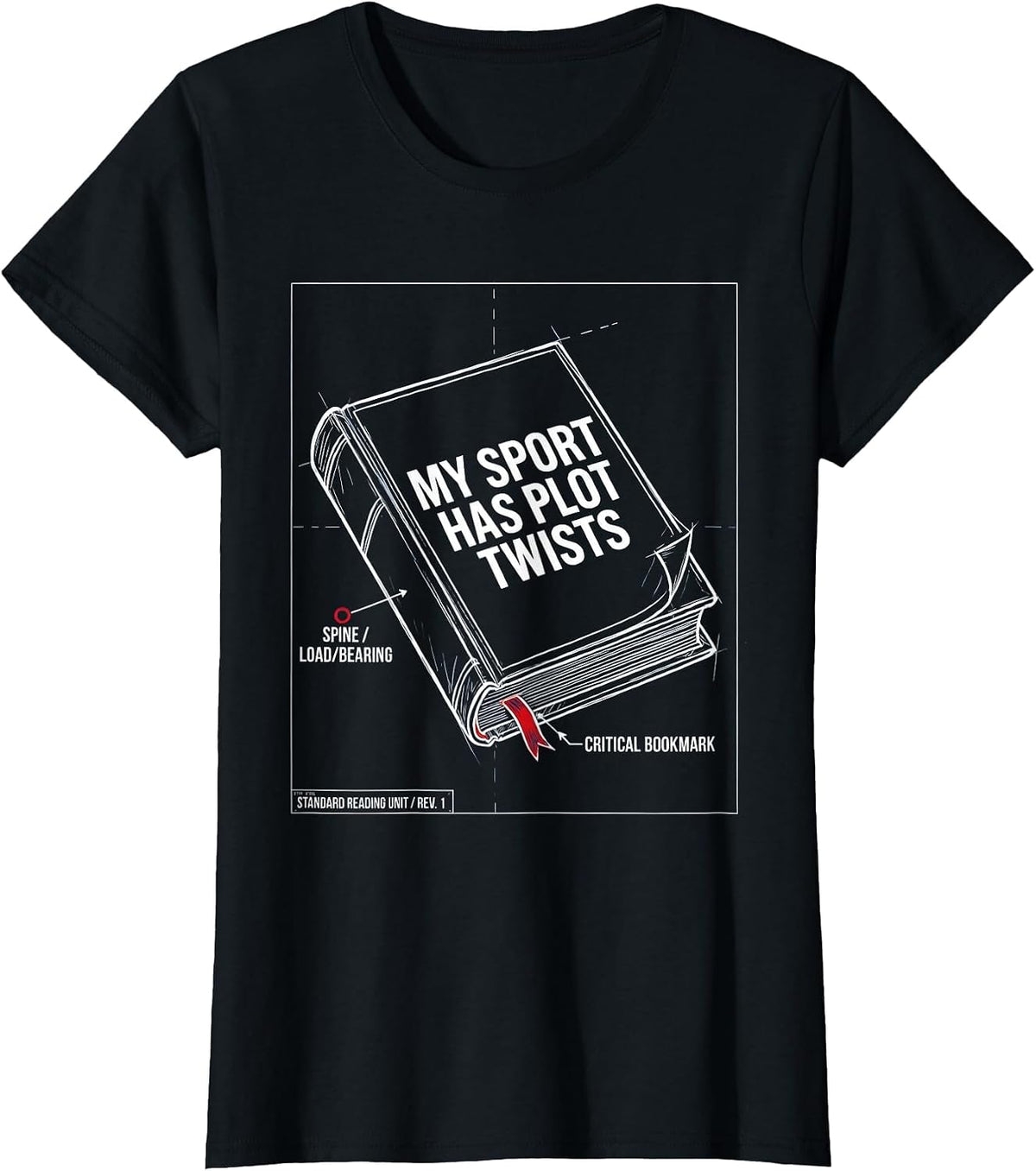 Women's My Sport Has Plot Twists Reading Design T-Shirt - Black