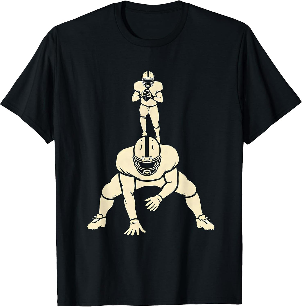 Men's Lineman Silhouette Football Fan Humor T-Shirt - Black