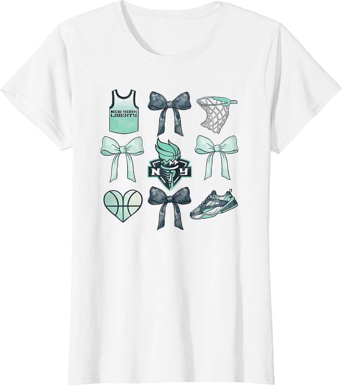 WNBA New York Liberty Bow Grid T-Shirt - White