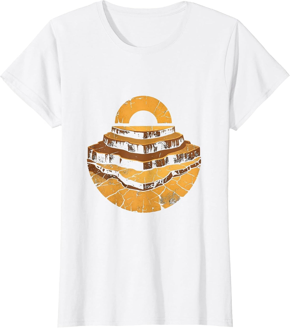 Wyoming Hot Springs Mineral Terraces Illustration T-Shirt - White