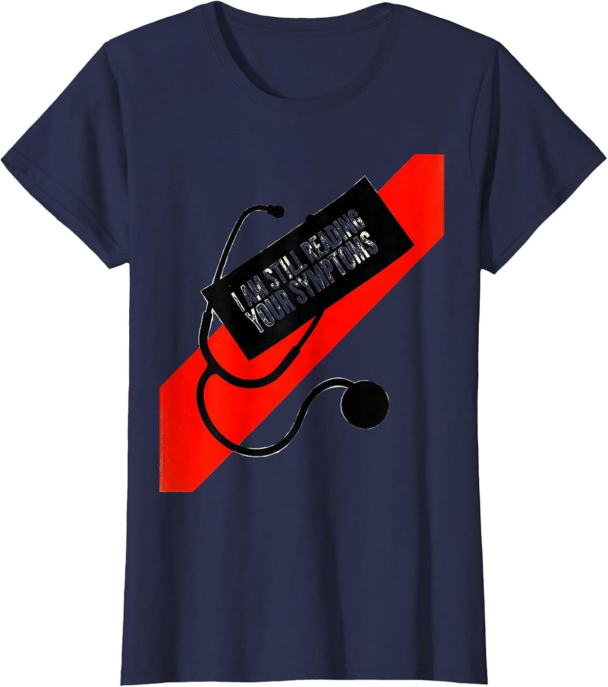 Women's I Am Still Reading Your Symptoms Funny Mechanic Auto Repair T-Shirt - Navy Blue