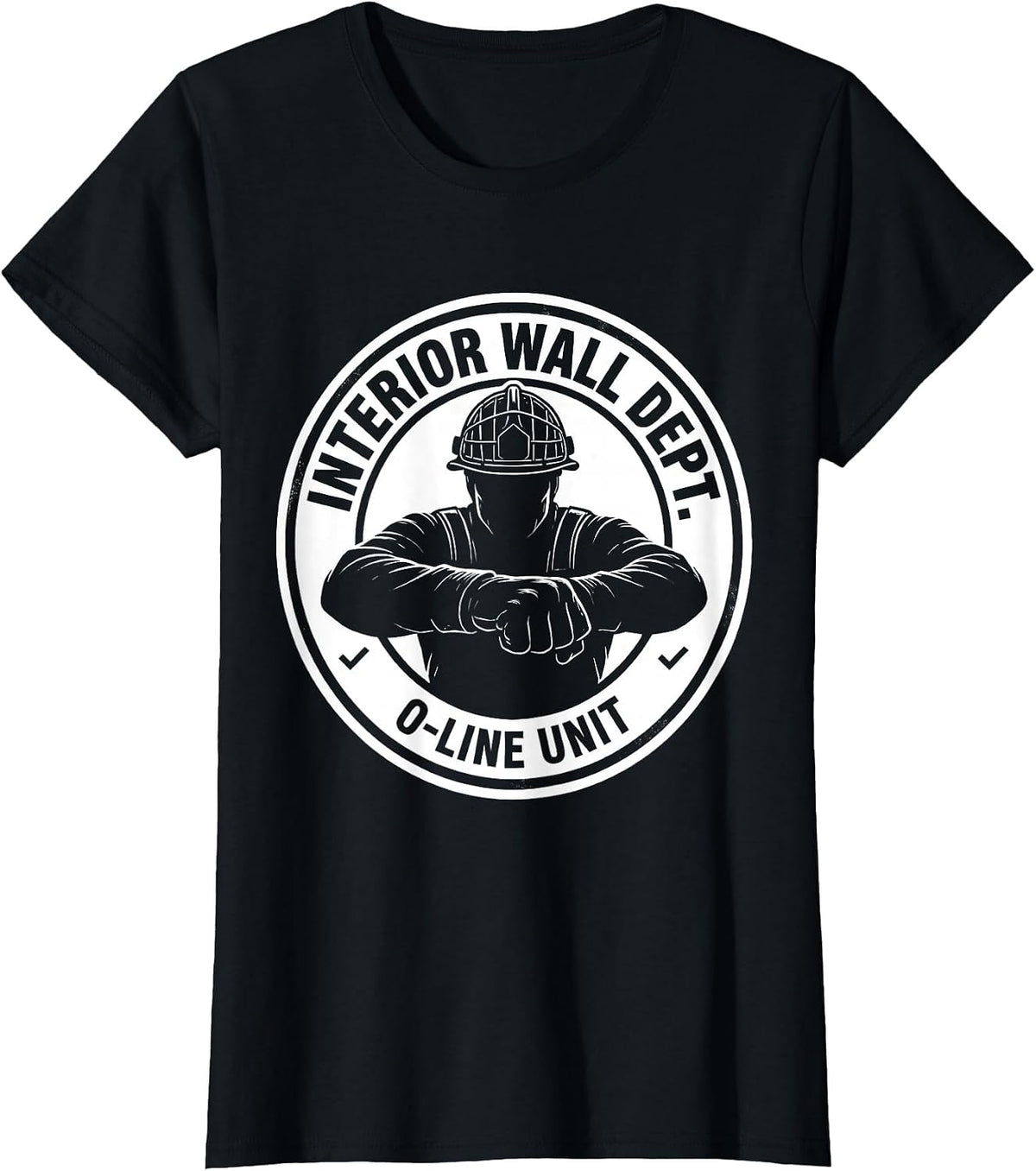 Interior Wall Dept. O-Line Unit Football Lineman Humor T-Shirt - Black