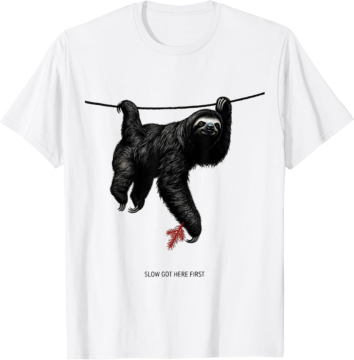 Men's Slow Got Here First Funny Sloth Christmas Humor Sloth Lover T-Shirt - White