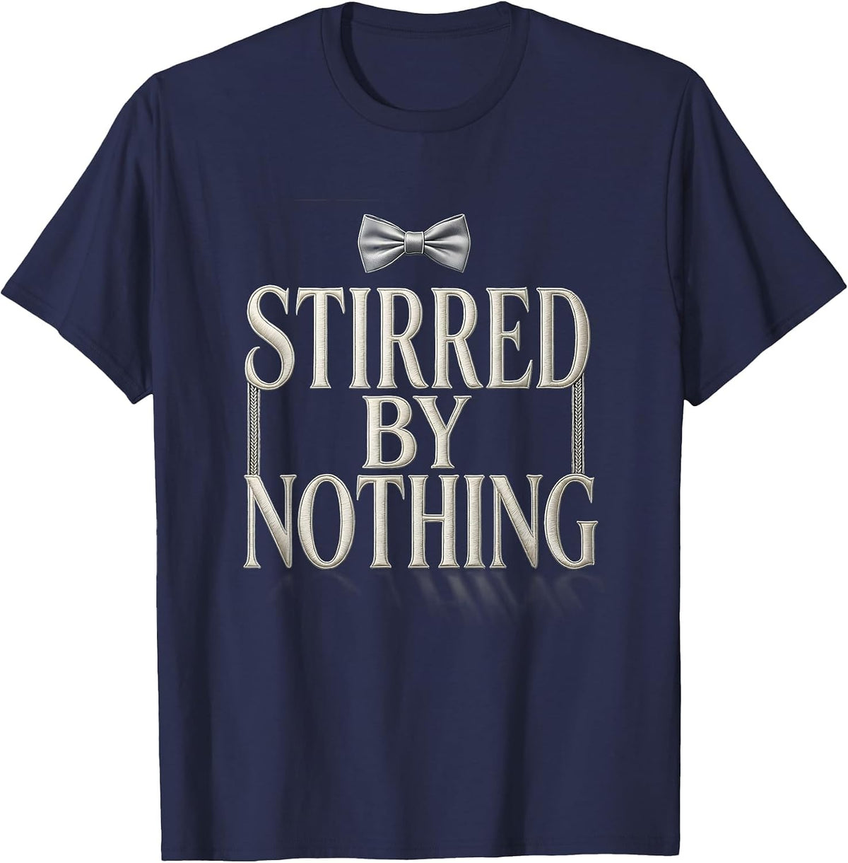 Stirred by Nothing Martini Cocktail Design T-Shirt - Navy Blue