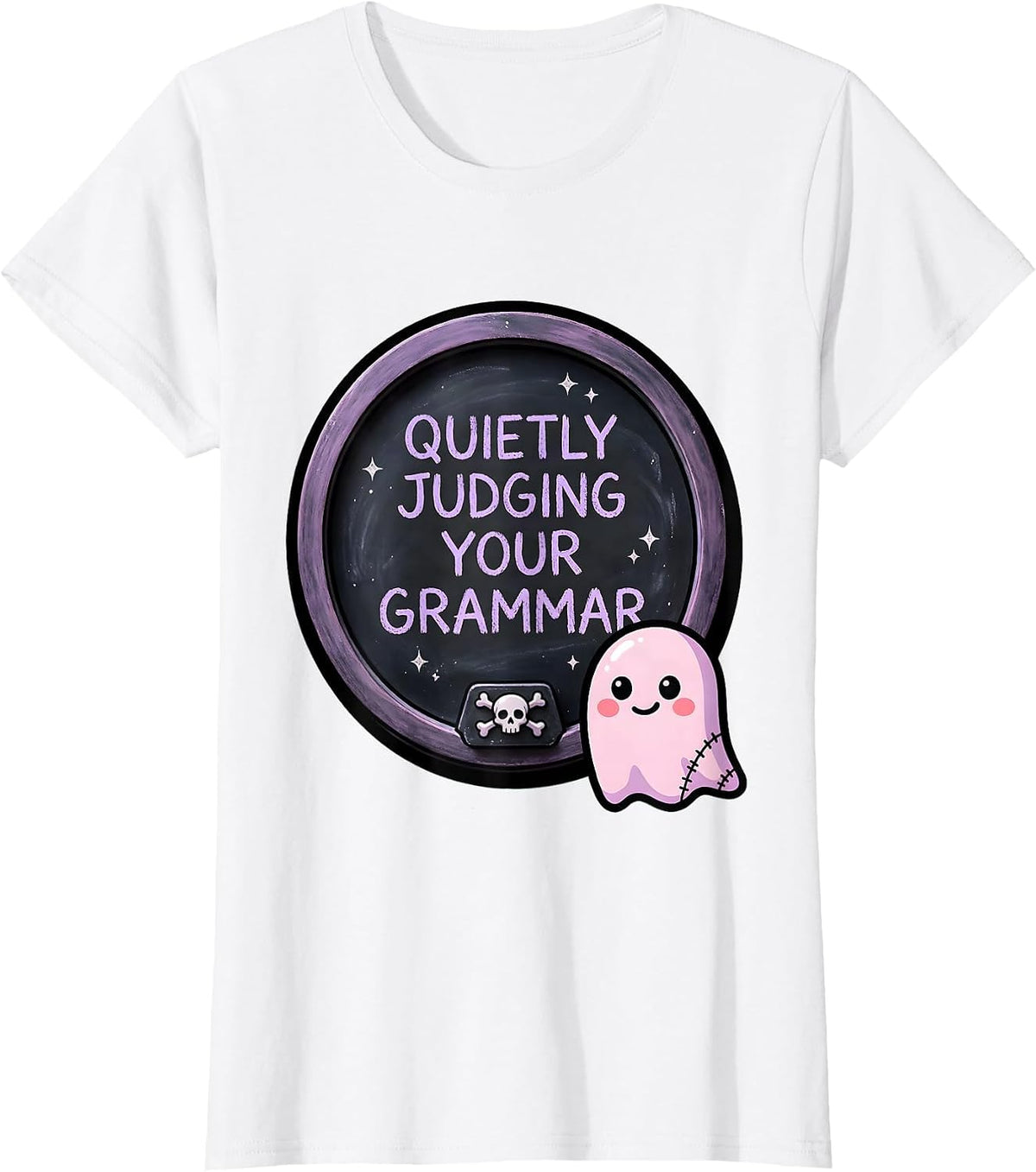 Women's Quietly Judging Your Grammar Funny Design T-Shirt - White
