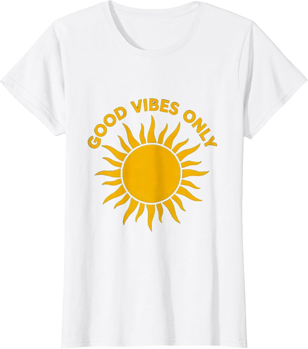 Good Vibes Only Positive Energy Graphic Design T-Shirt - White