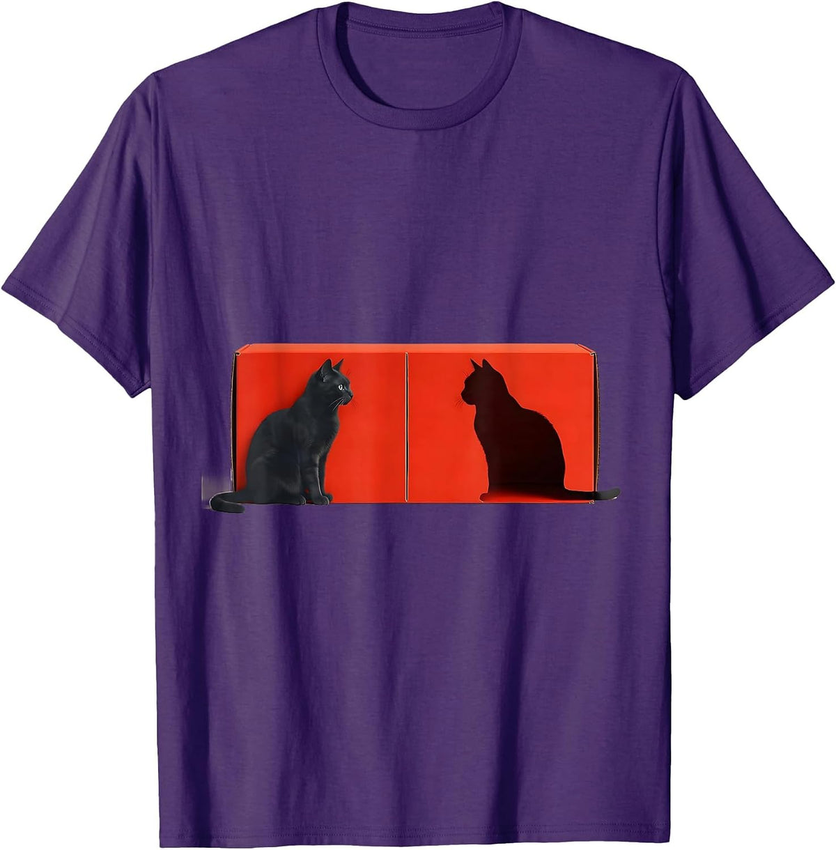 Sealed Box Cat Silhouette Quantum Physics Humor T-Shirt - Purple