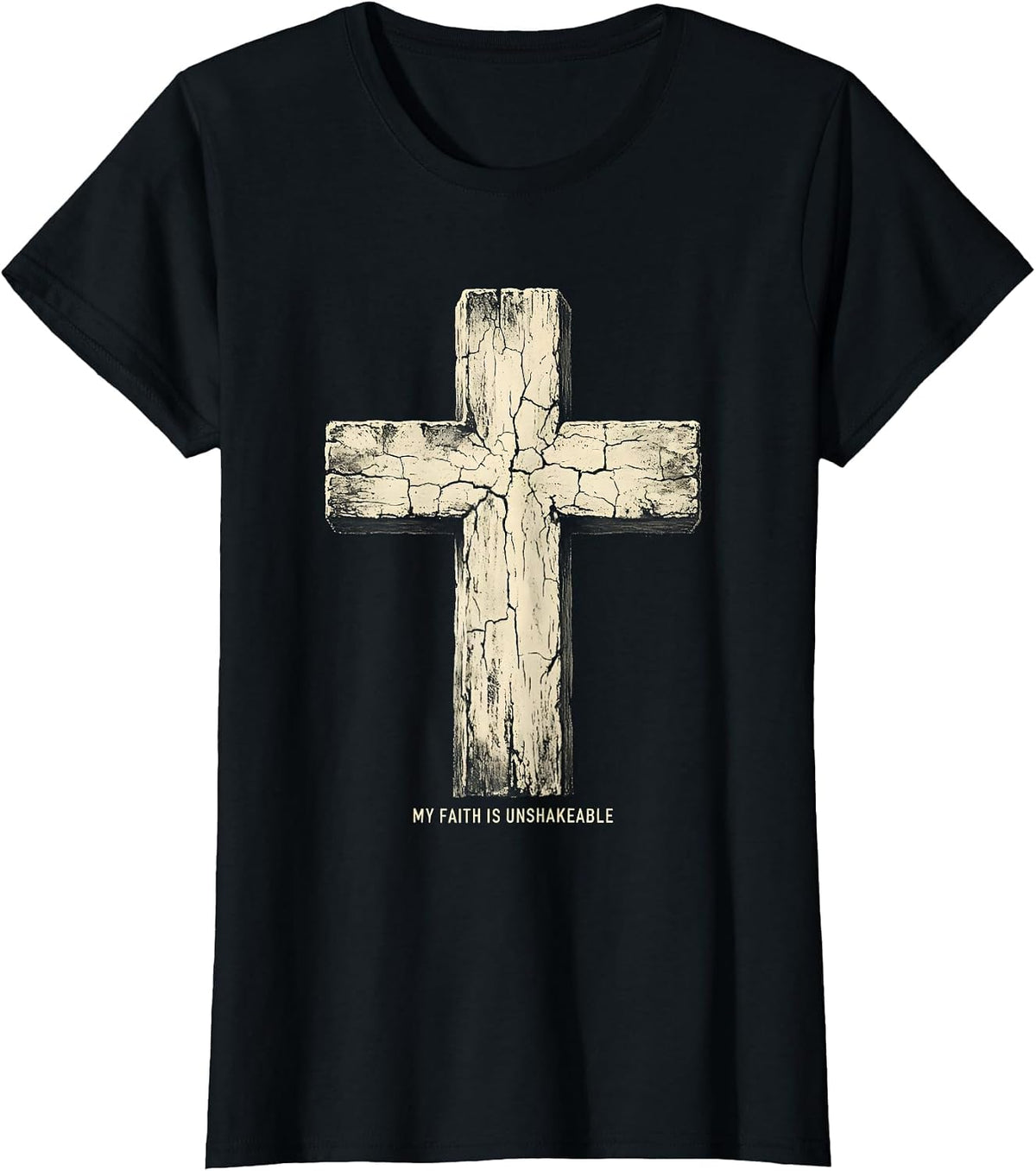Women's My Faith Is Unshakeable Faith Over Fear Design T-Shirt - Black