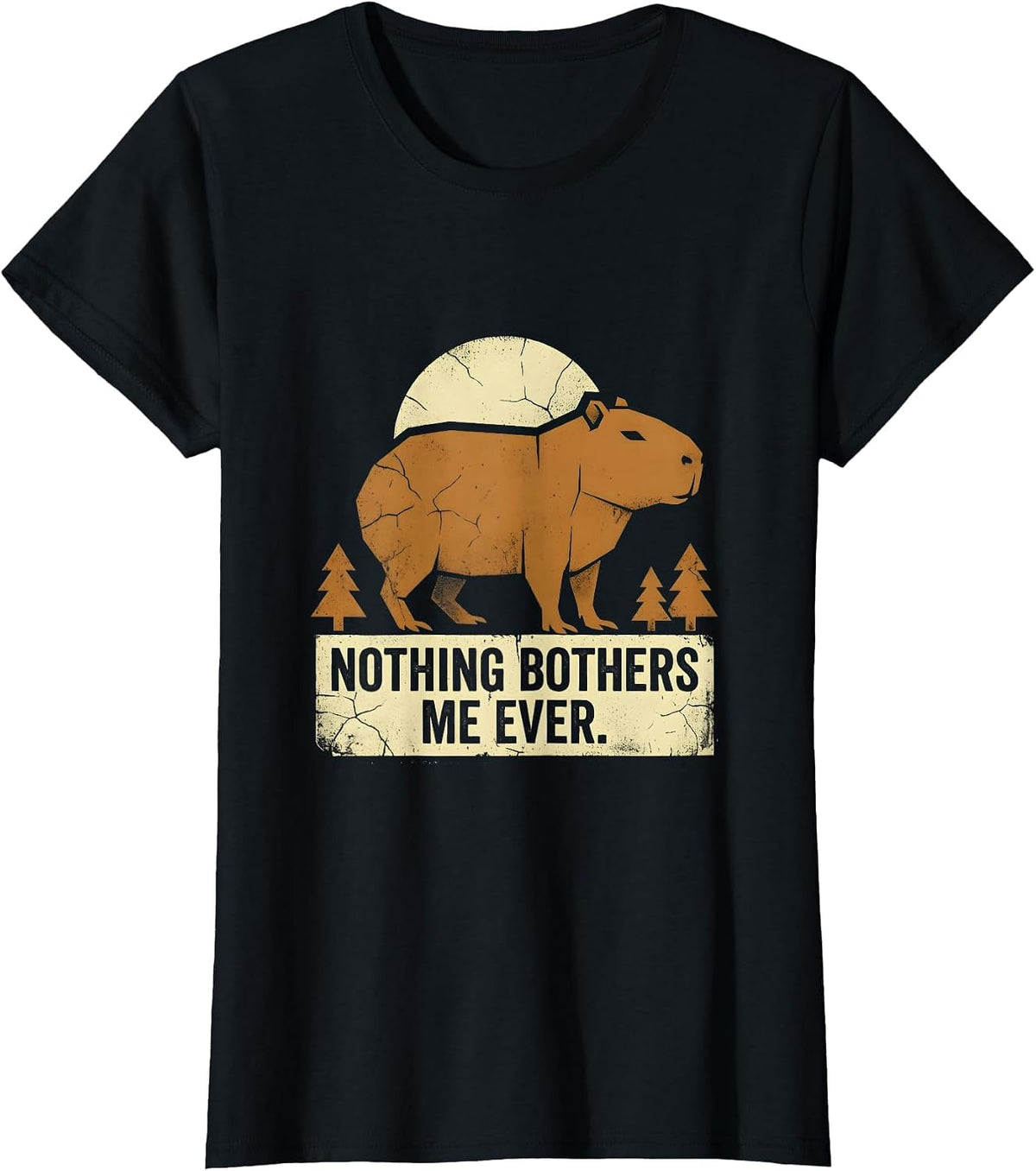 Nothing Bothers Me Ever Chill Capybara Design T-Shirt - Black
