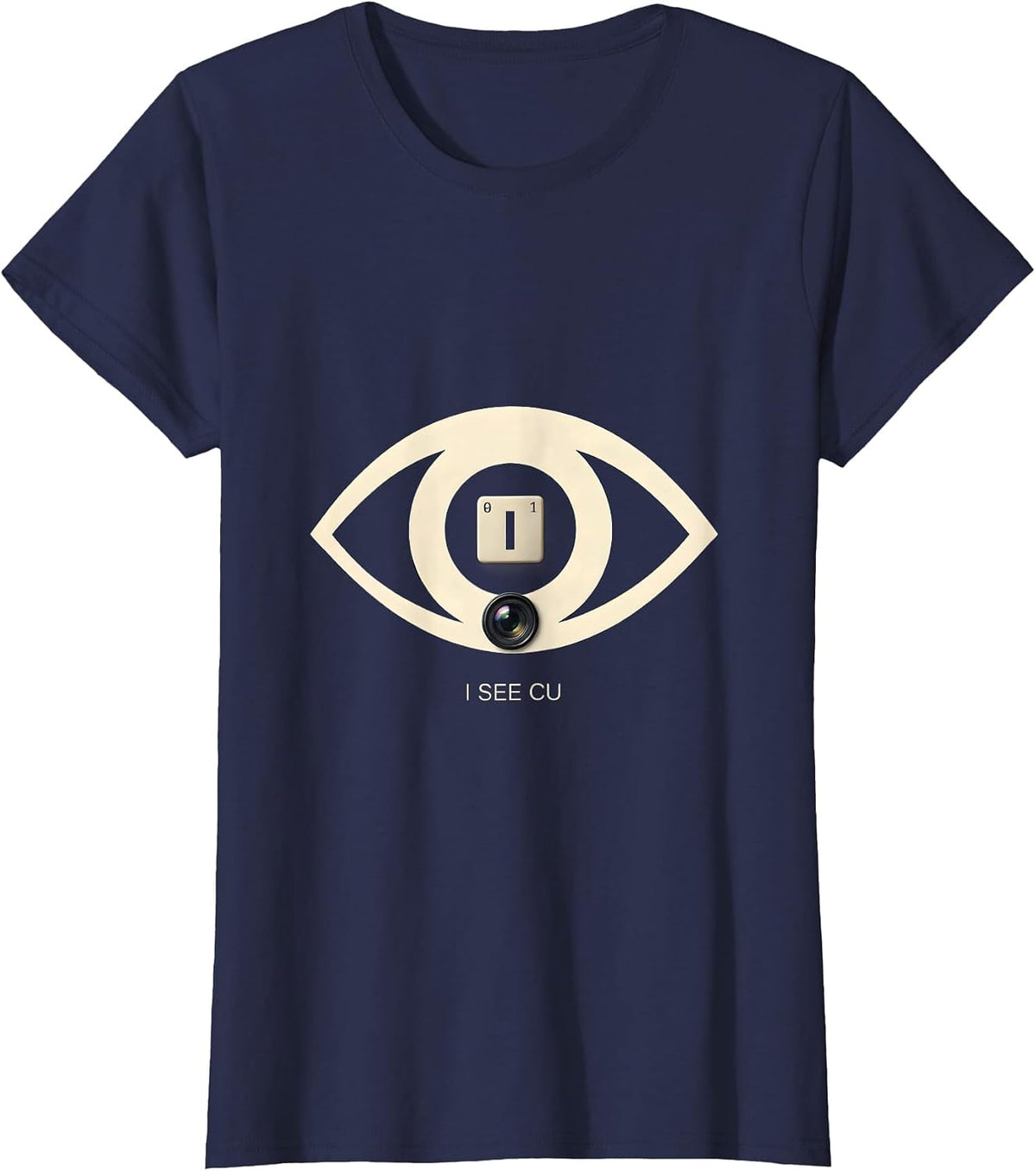 Women's I See Cu Funny Chemistry Periodic Table Pun Science Humor T-Shirt - Navy Blue