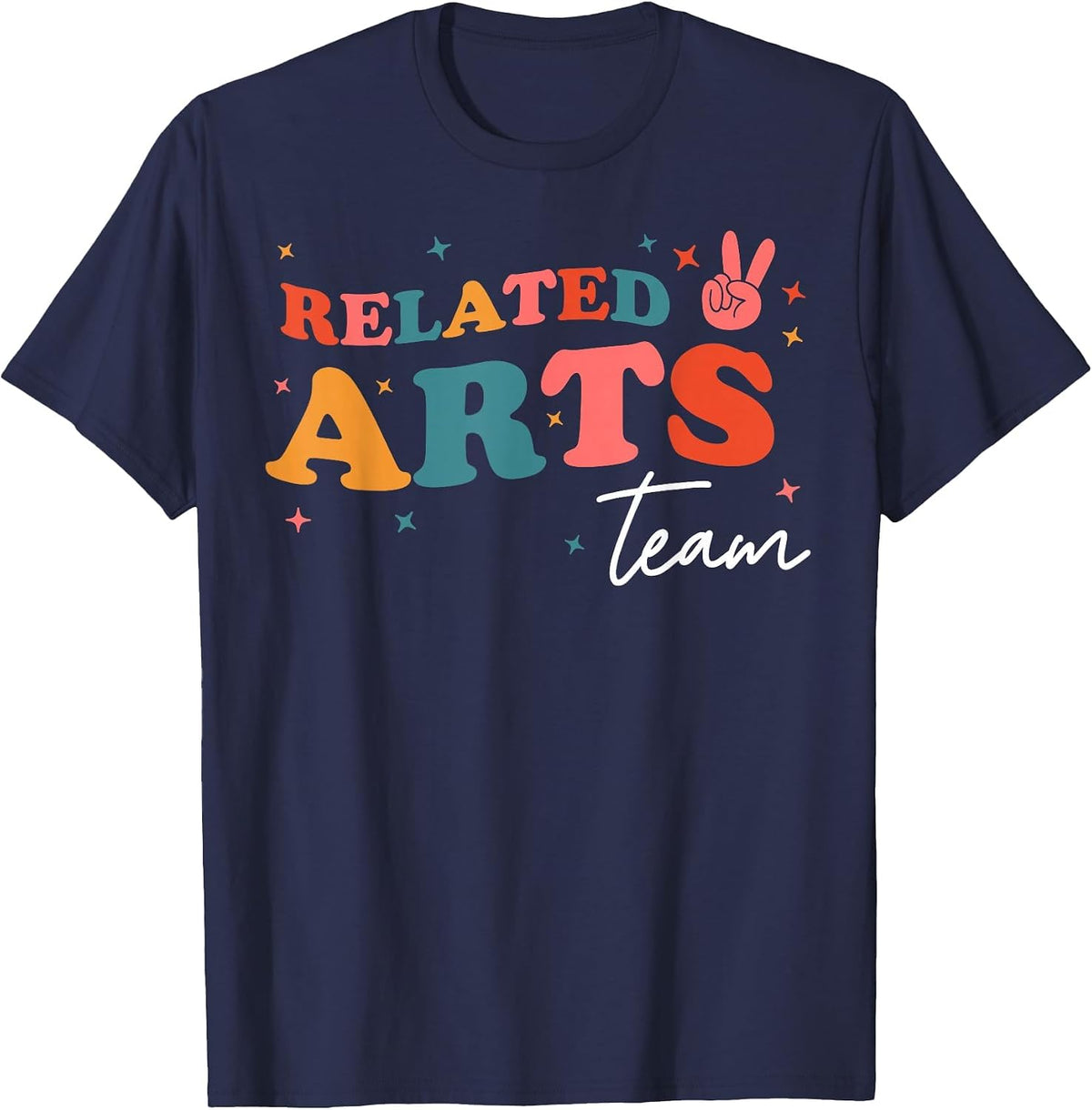 Related Arts Team Retro Groovy Vintage First Day of School T-Shirt - Navy Blue