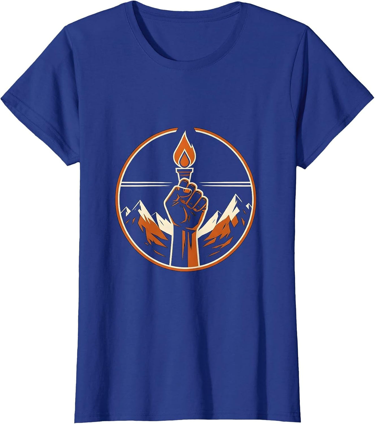 Women's Faith Over Fear Raised Fist Torch Graphic T-Shirt - Royal Blue