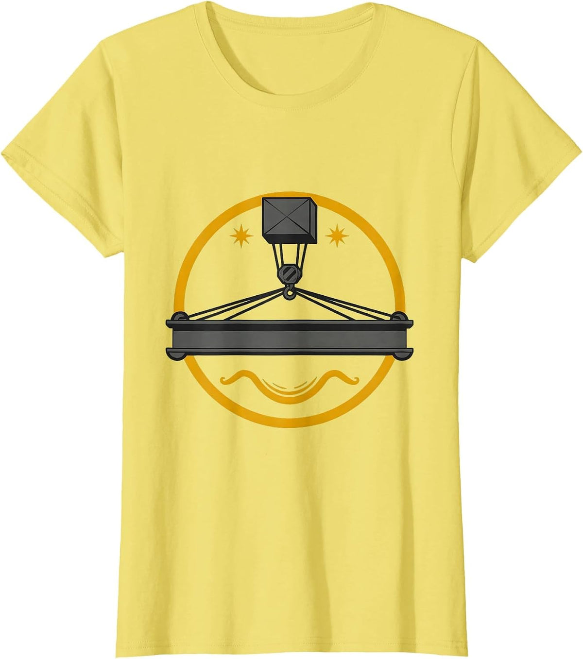 Labor Day Overhead Crane Steel Beam Graphic T-Shirt - Lemon Yellow