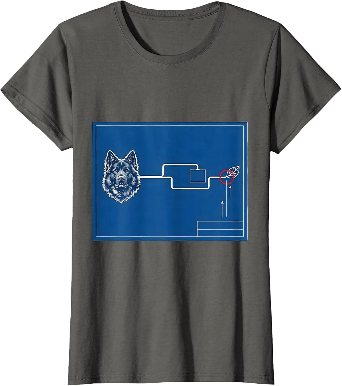 Women's Great Pyrenees Technical Blueprint Dog Owner Humor T-Shirt - Asphalt Grey