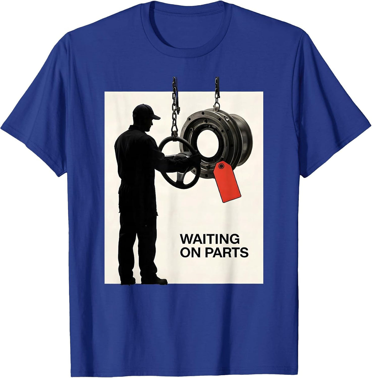 Men's Waiting On Parts Funny Mechanic Auto Repair Technician T-Shirt - Royal Blue