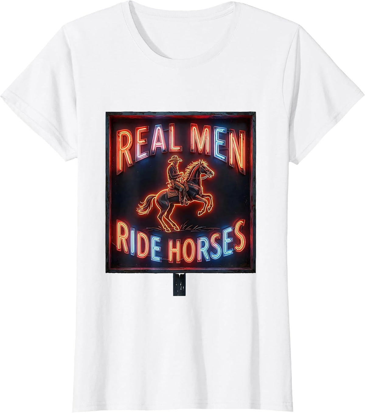 Real Men Ride Horses Cowboy Design T-Shirt - White