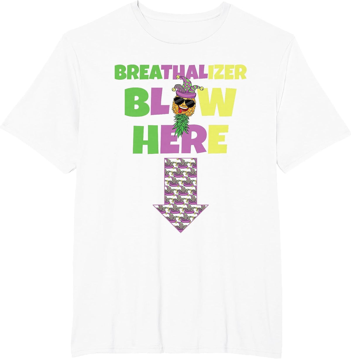 Breathalizer Blow Here Mardi Gras Pineapple Swinger Men T-Shirt - White