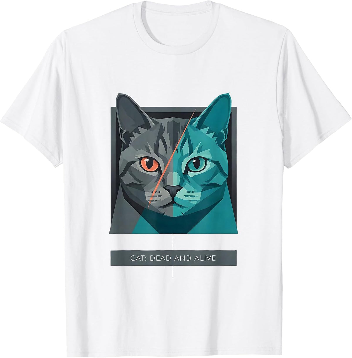 Men's Cat: Dead And Alive Funny Quantum Physics Science Student T-Shirt - White