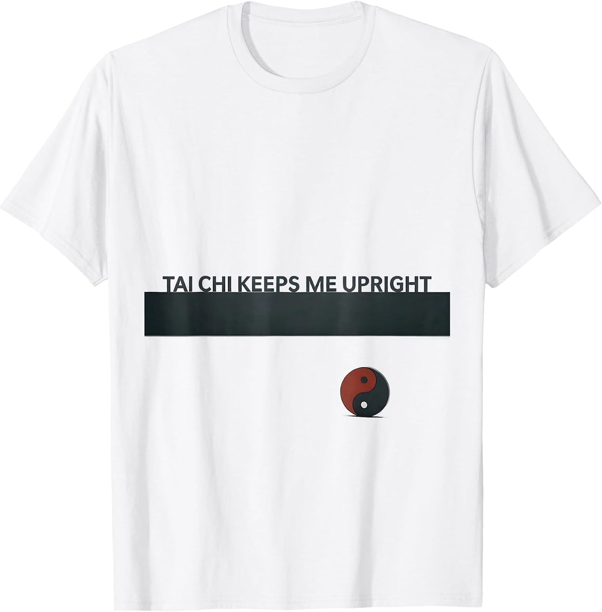 Men's Tai Chi Keeps Me Upright Minimalist Yin Yang Martial Arts T-Shirt - White
