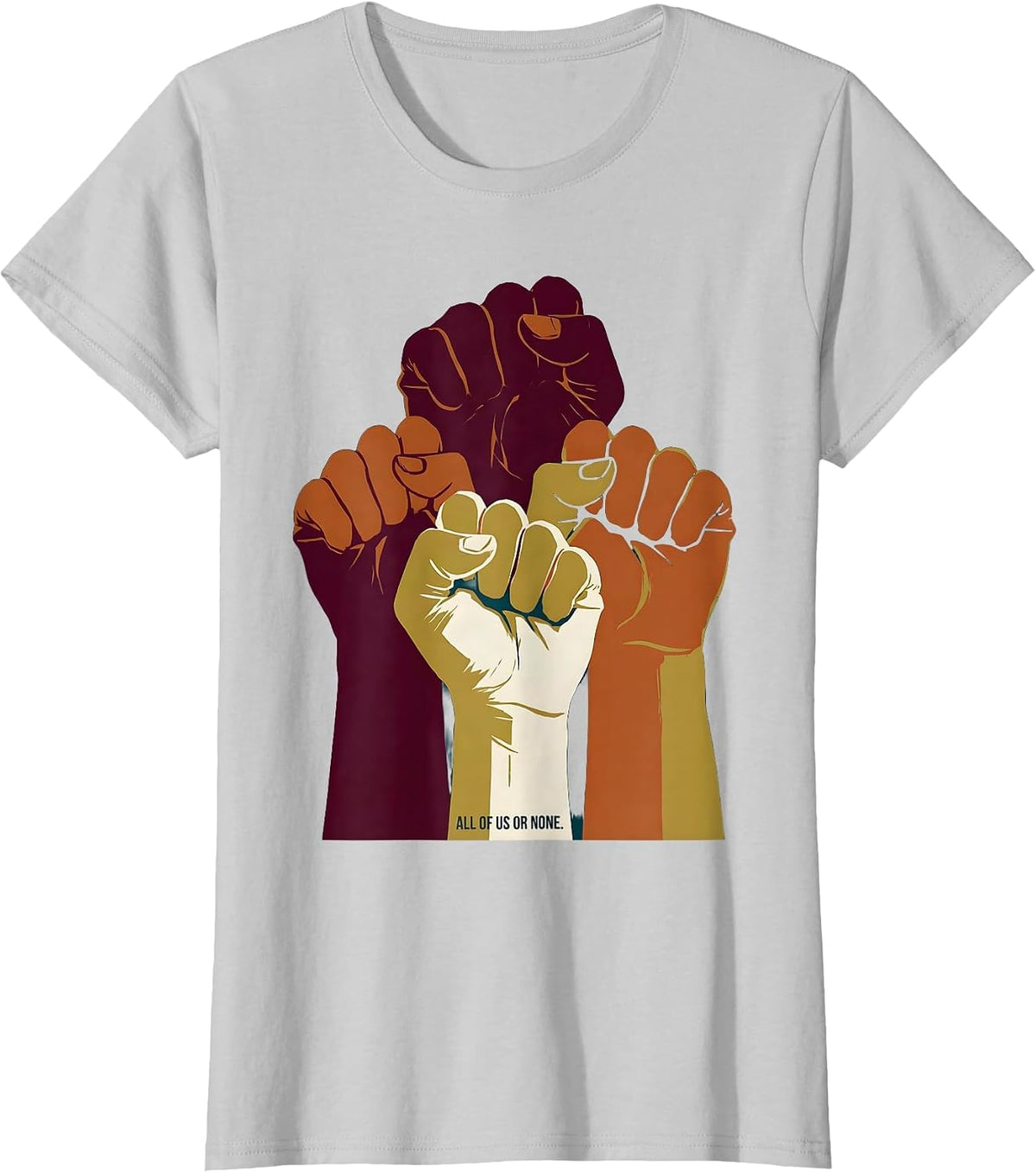 All of Us or None Inclusion and Unity Design T-Shirt - Silver Grey