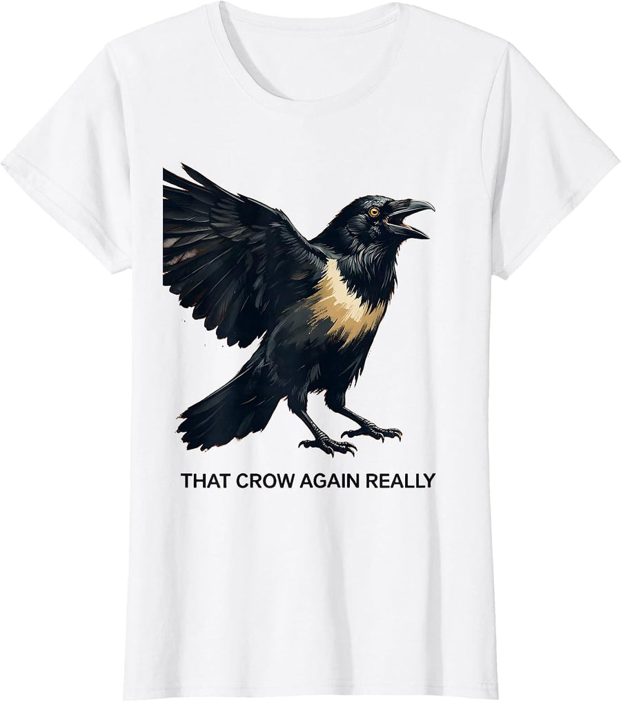Women's Fawk Off Crow Funny Bird Attitude Design T-Shirt - White