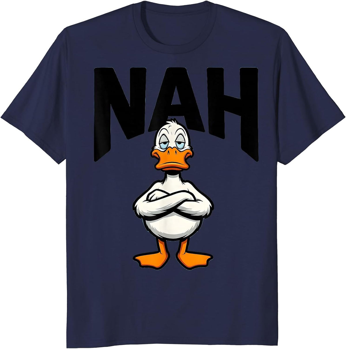 Men's Nah Cartoon Duck Humor Novelty Gift for Duck Lovers T-Shirt - Navy Blue