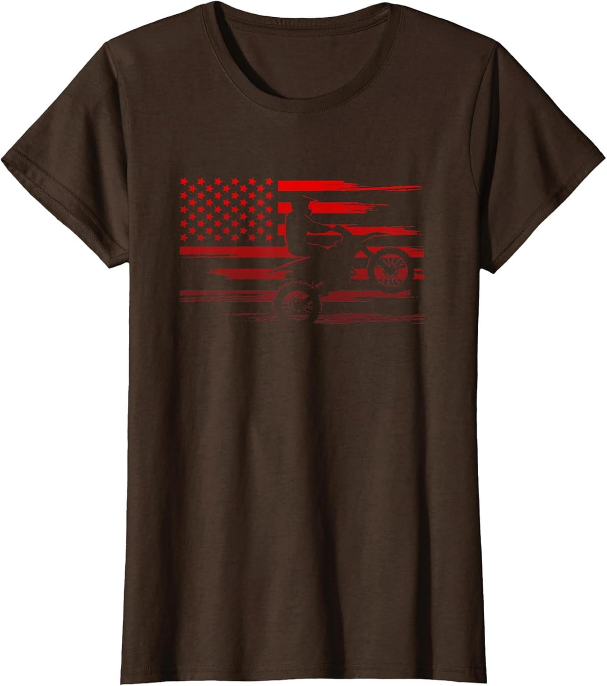 American Flag Dirt Bike Apparel - Dirt Bike Motocross T-Shirt - Brown