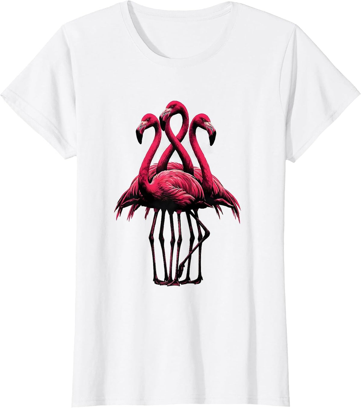 Flamingo Braided Cluster Silhouette Bird Lover Humor T-Shirt - White
