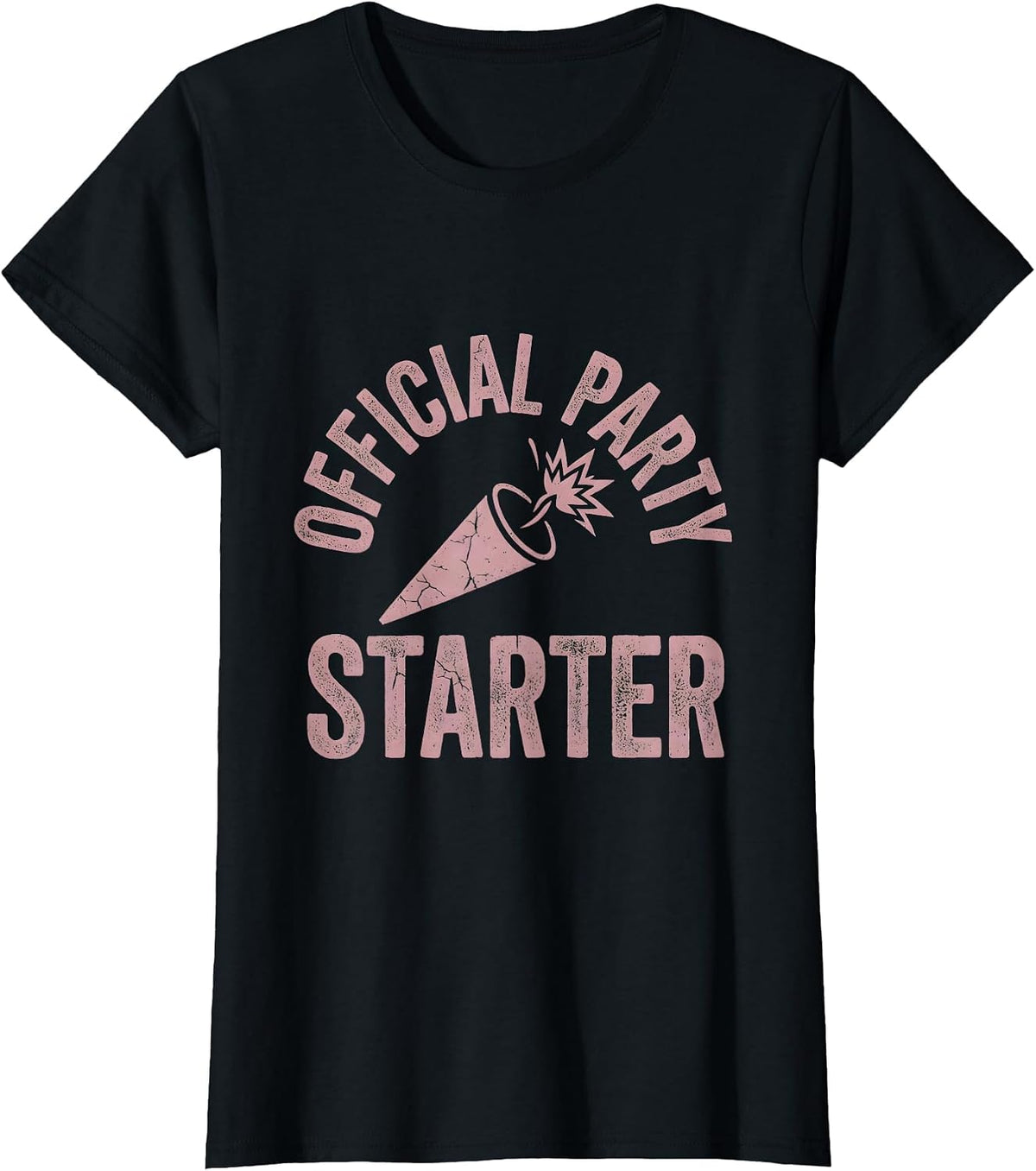 Official Party Starter Bold Graphic Design T-Shirt - Black