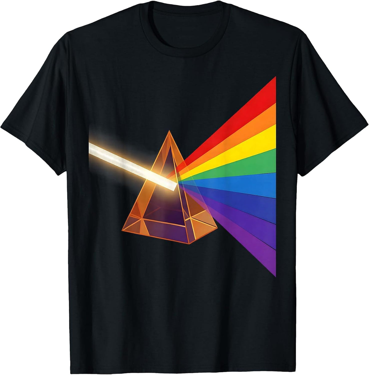 Men's Science Teacher Prism Rainbow Light Illustration T-Shirt - Black