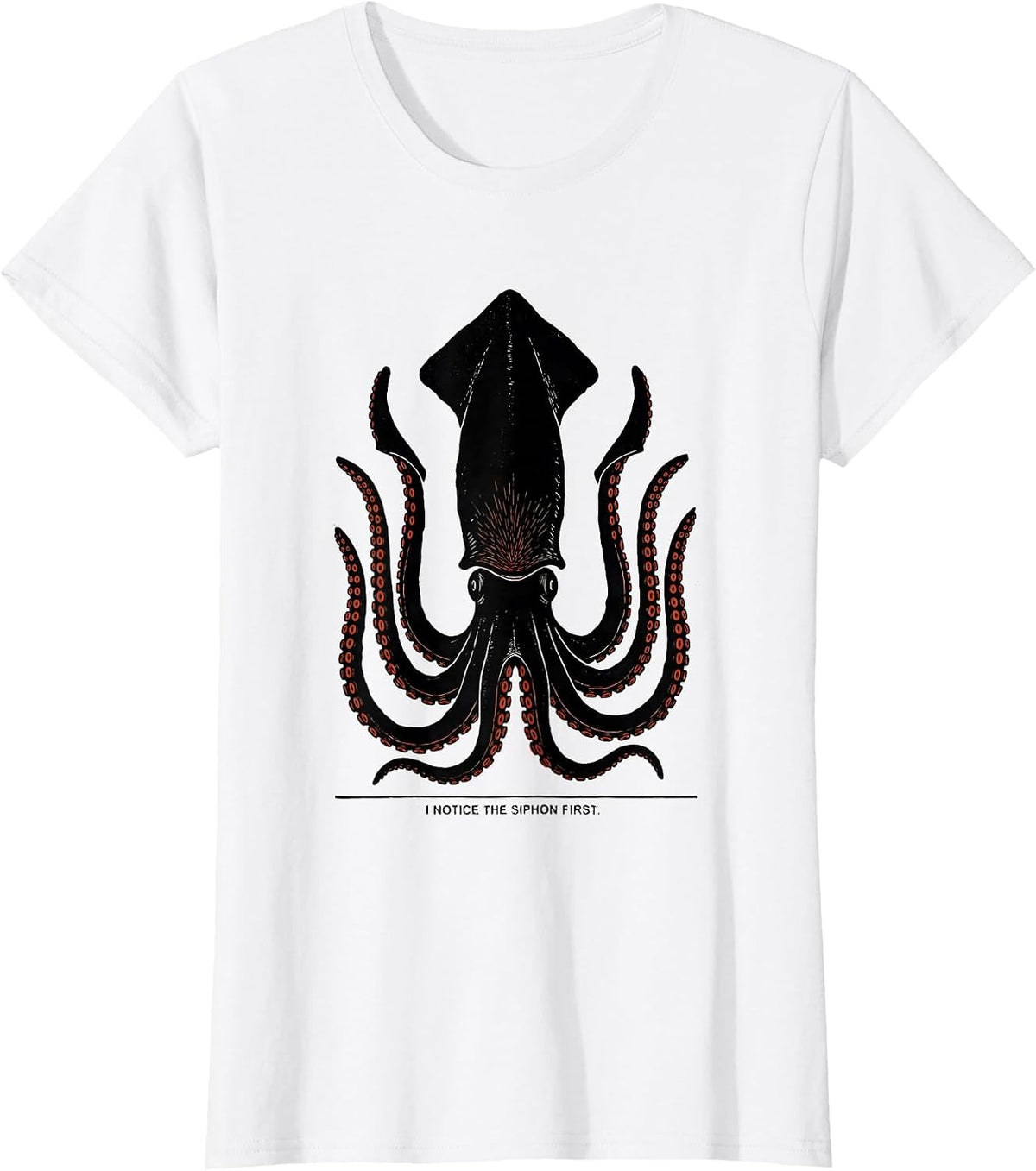 Women's I Notice The Siphon First Linocut Octopus Lover Gift T-Shirt - White